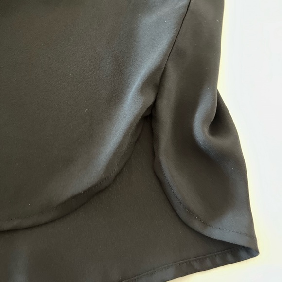 JM Collection Black Collarless Long Sleeve Silver Button Hidden Placket Blouse - Picture 12 of 15